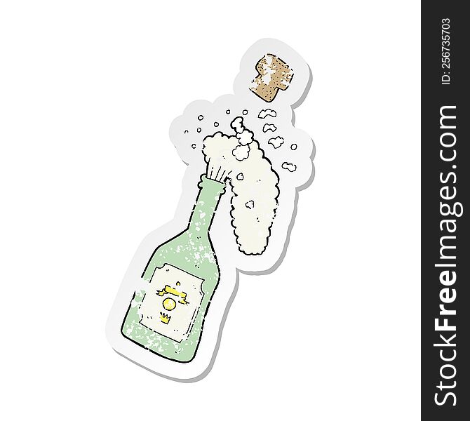 retro distressed sticker of a cartoon champagne popping