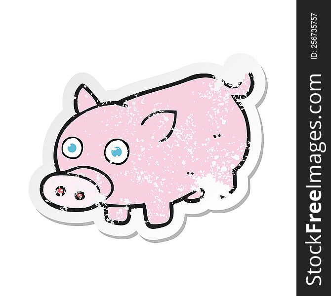 retro distressed sticker of a cartoon piglet