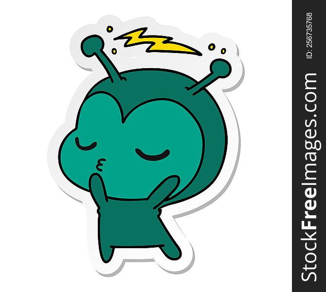 Sticker Cartoon Of A Cute Kawaii Alien