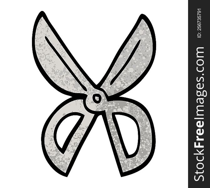 Grunge Textured Illustration Cartoon Scissors