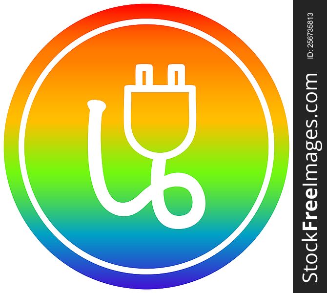 electrical plug circular icon with rainbow gradient finish. electrical plug circular icon with rainbow gradient finish