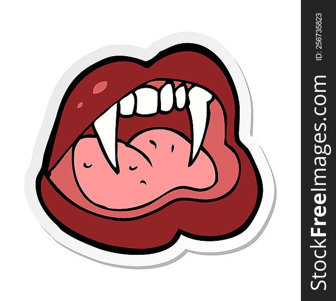 Sticker Of A Cartoon Vampire Lips