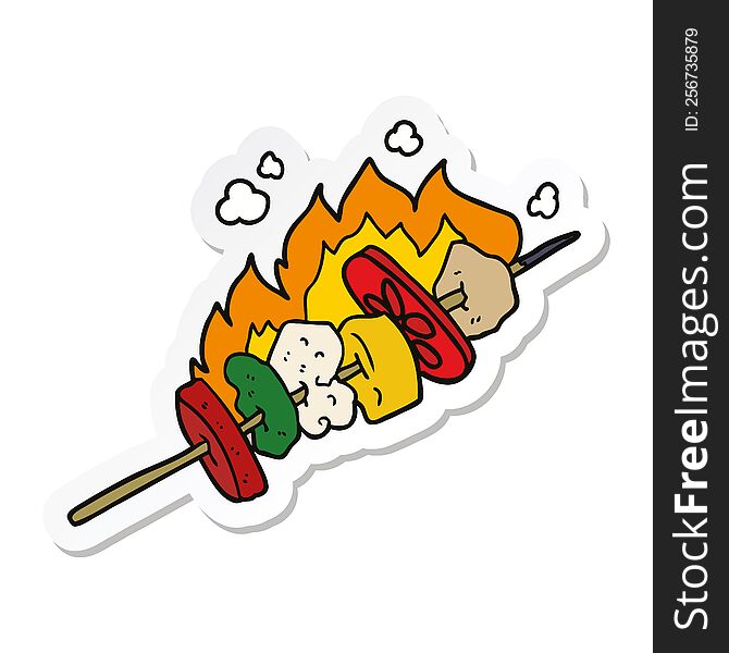 Sticker Of A Cartoon Kebab Sticks