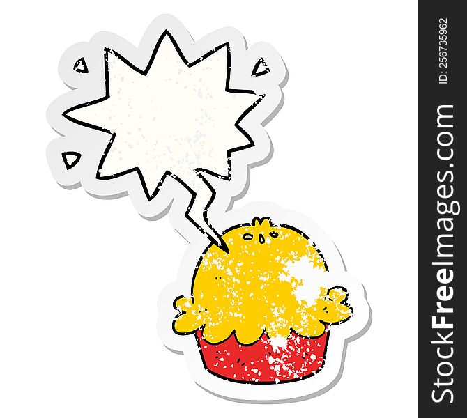 Cartoon Pie And Speech Bubble Distressed Sticker