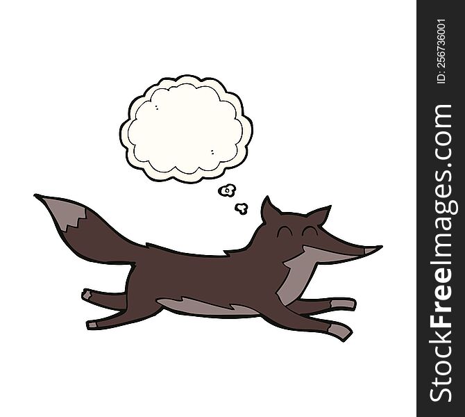 cartoon running wolf with thought bubble