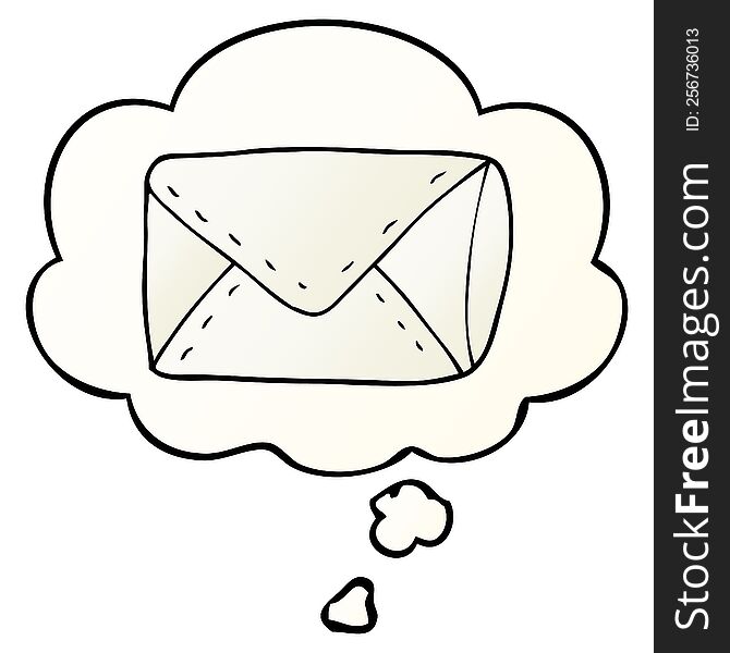 Cartoon Envelope And Thought Bubble In Smooth Gradient Style