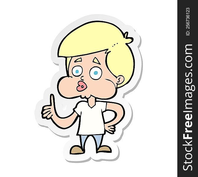 sticker of a cartoon boy giving thumbs up
