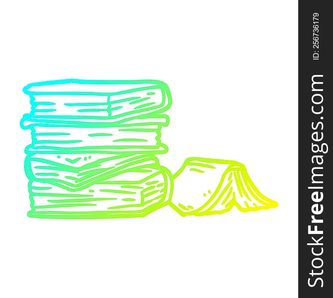 cold gradient line drawing pile of books