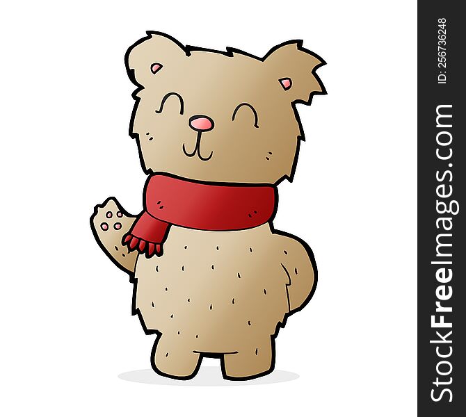 Cartoon Waving Teddy Bear