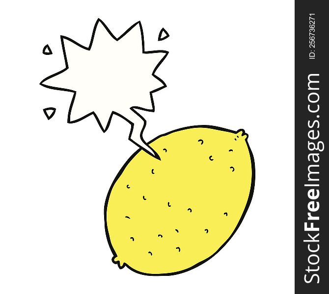 Cartoon Lemon And Speech Bubble