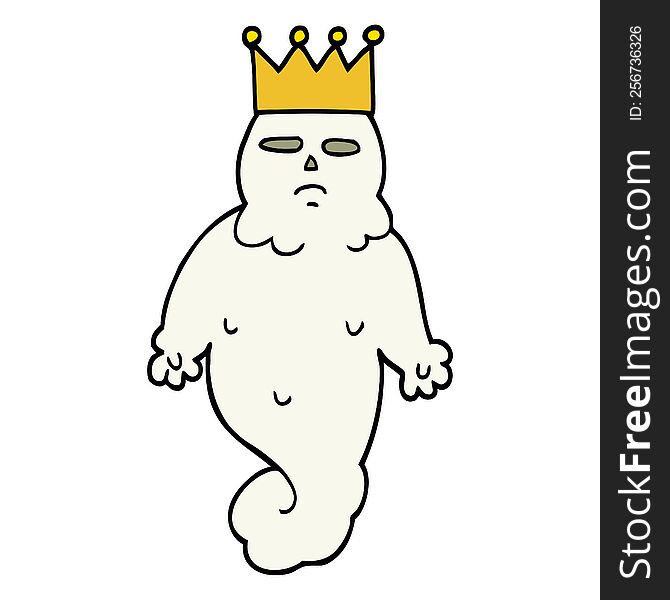 hand drawn doodle style cartoon spooky ghost king
