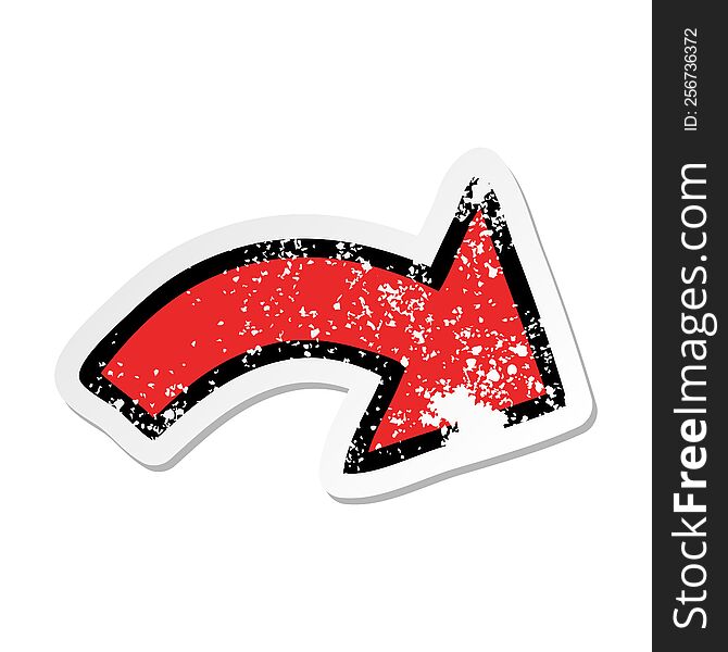 distressed sticker of a cute cartoon directional arrow