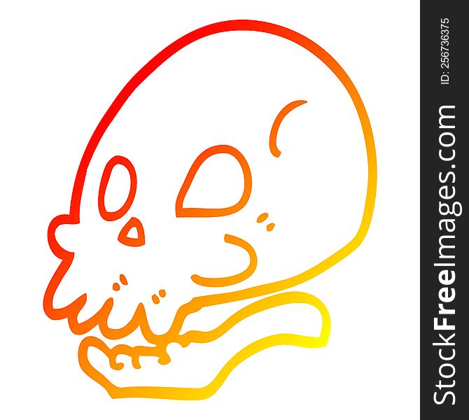 Warm Gradient Line Drawing Cartoon Skull