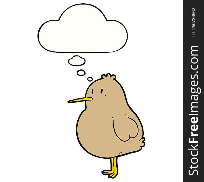 Cartoon Kiwi Bird And Thought Bubble