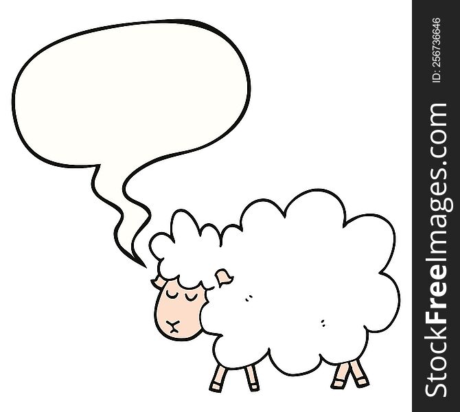 cartoon sheep with speech bubble. cartoon sheep with speech bubble