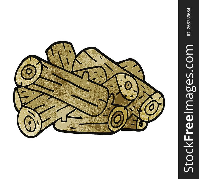 cartoon doodle pile of logs