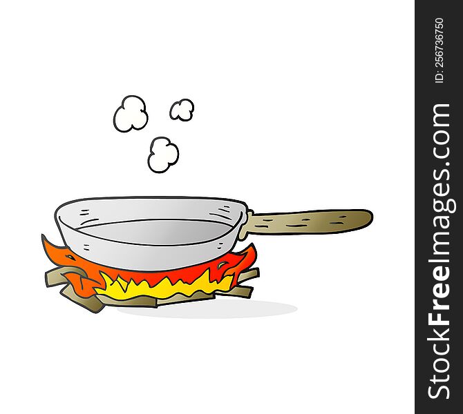 Cartoon Frying Pan On Fire