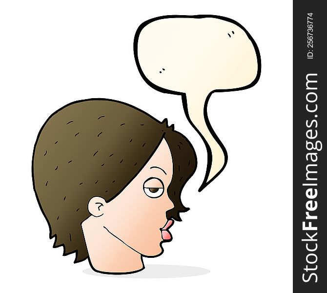 Cartoon Woman Raising Eyebrow With Speech Bubble