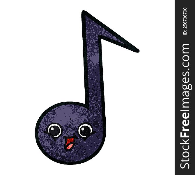 retro grunge texture cartoon musical note