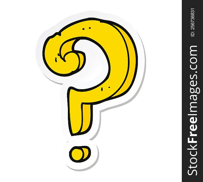 Sticker Of A Cartoon Question Mark