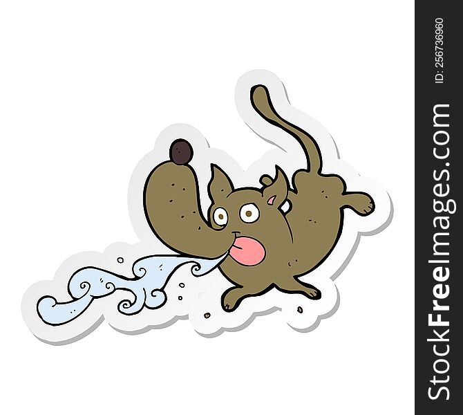 sticker of a cartoon drooling dog