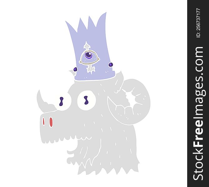 flat color illustration of ram head with magical crown. flat color illustration of ram head with magical crown