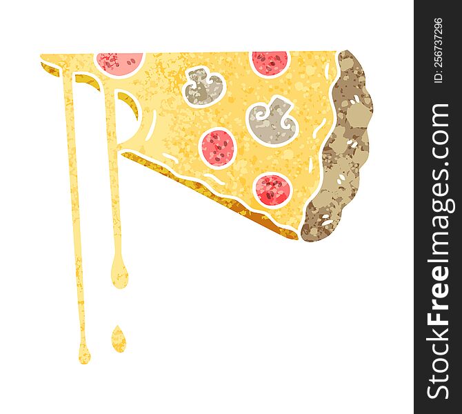 retro illustration style quirky cartoon cheesy pizza. retro illustration style quirky cartoon cheesy pizza