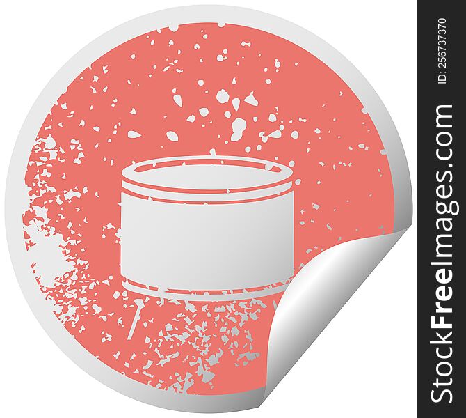 Distressed Circular Peeling Sticker Symbol Drum