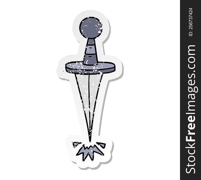hand drawn distressed sticker cartoon doodle of a small dagger