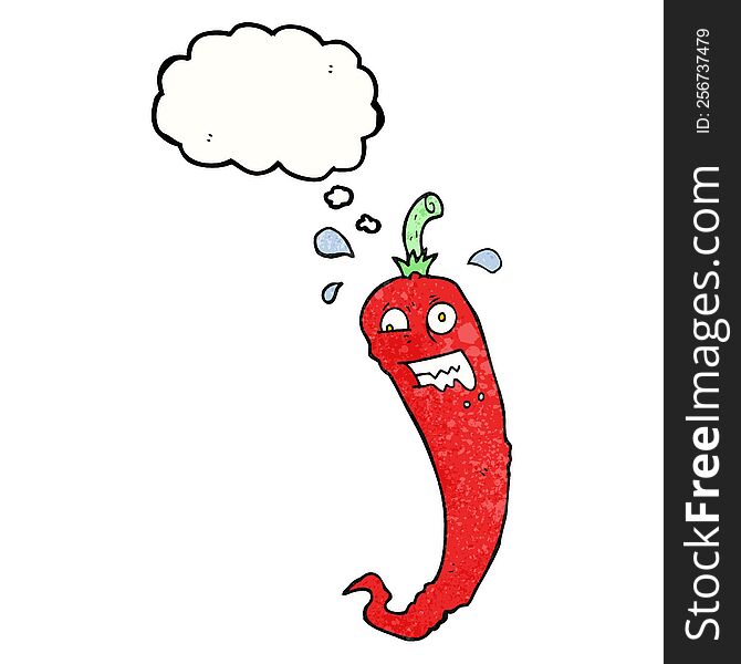 Hot Chilli Pepper Thought Bubble Textured Cartoon