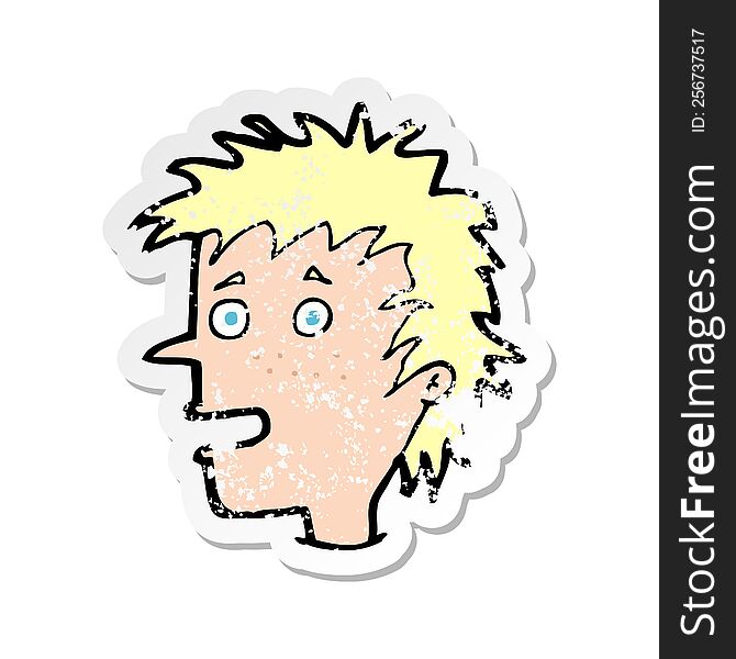 retro distressed sticker of a cartoon excited boy