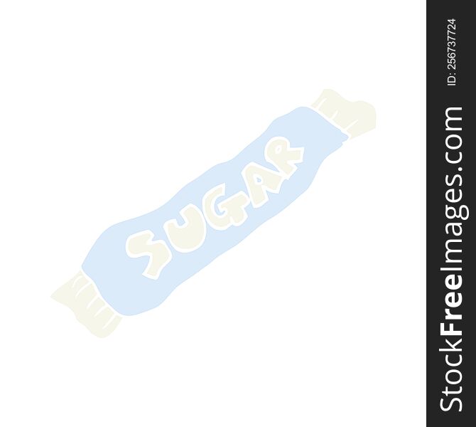 flat color illustration of a cartoon packet of sugar