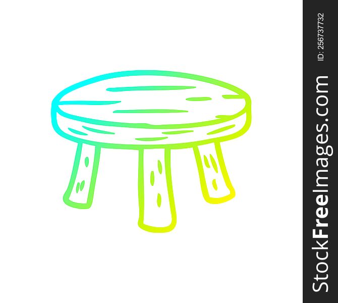 cold gradient line drawing of a small wooden stool