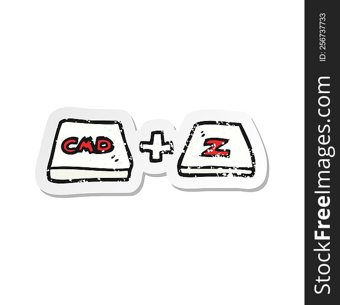 retro distressed sticker of a cartoon command Z function