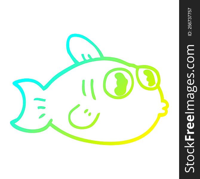 Cold Gradient Line Drawing Cartoon Fish