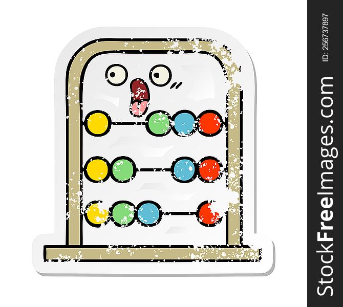 Distressed Sticker Of A Cute Cartoon Abacus