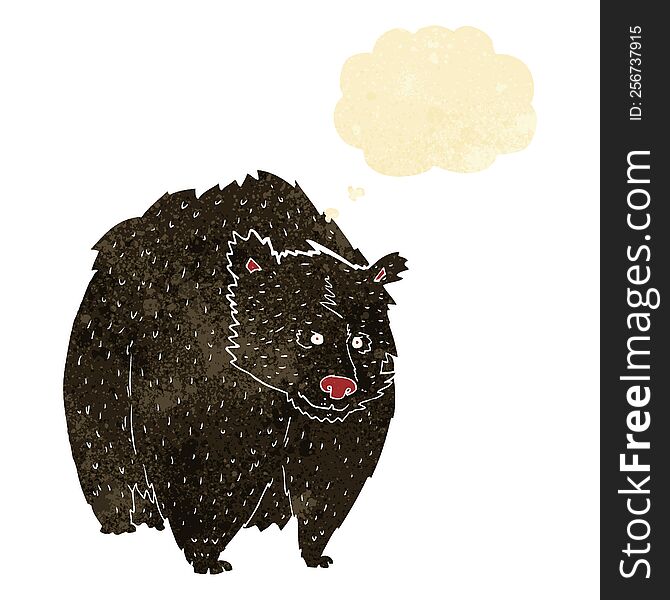 Huge Black Bear Cartoon With Thought Bubble
