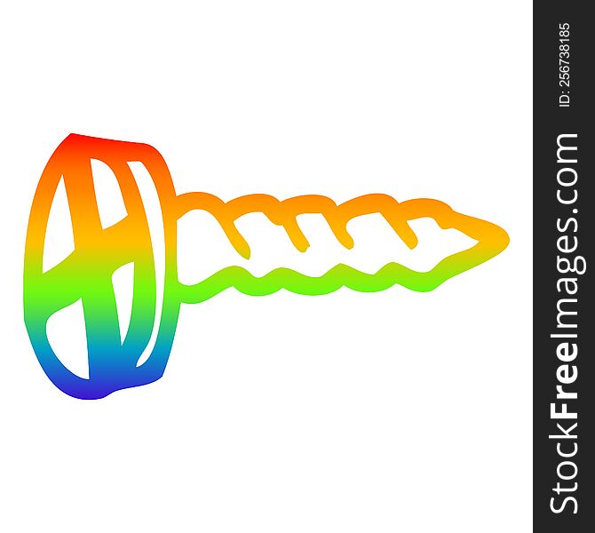 rainbow gradient line drawing of a cartoon screw