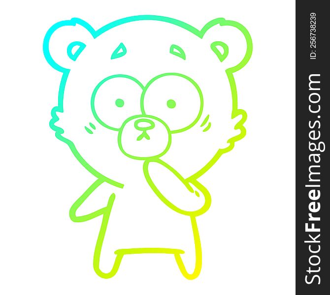 Cold Gradient Line Drawing Nervous Polar Bear Cartoon