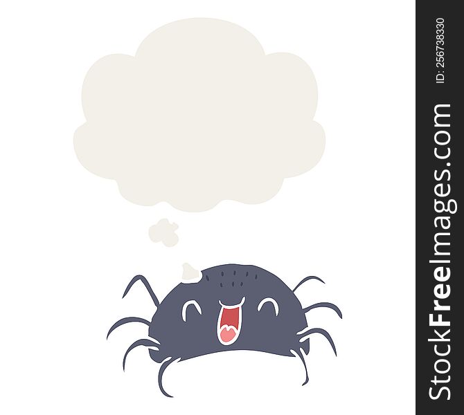 cartoon spider with thought bubble in retro style