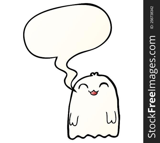 Cartoon Ghost And Speech Bubble In Smooth Gradient Style