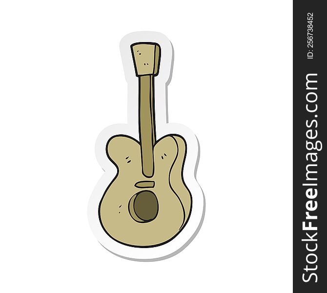 Sticker Of A Cartoon Guitar