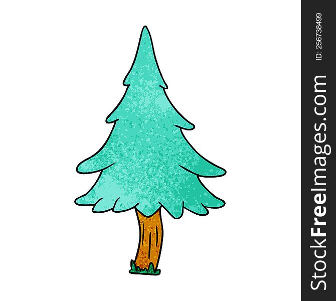 textured cartoon doodle of woodland pine trees