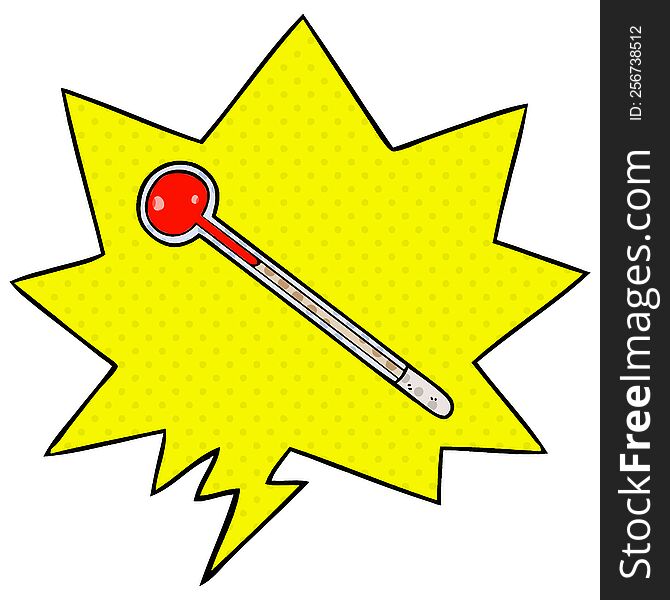 Cartoom Thermometer And Speech Bubble In Comic Book Style