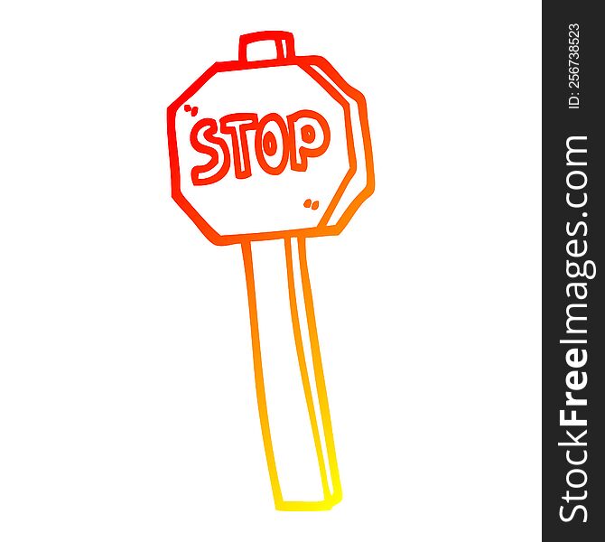 Warm Gradient Line Drawing Cartoon Stop Sign