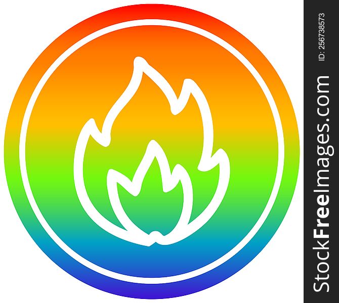 simple flame circular icon with rainbow gradient finish. simple flame circular icon with rainbow gradient finish