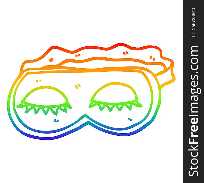 Rainbow Gradient Line Drawing Cartoon Sleeping Mask