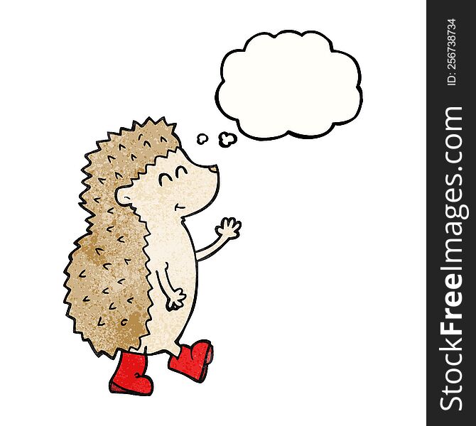 cute freehand drawn thought bubble textured cartoon hedgehog. cute freehand drawn thought bubble textured cartoon hedgehog