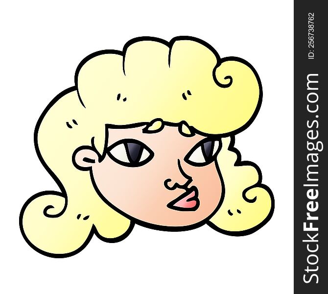 Cartoon Doodle Blond Girls Face