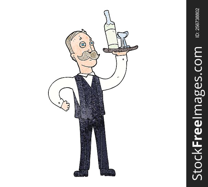 Textured Cartoon Waiter